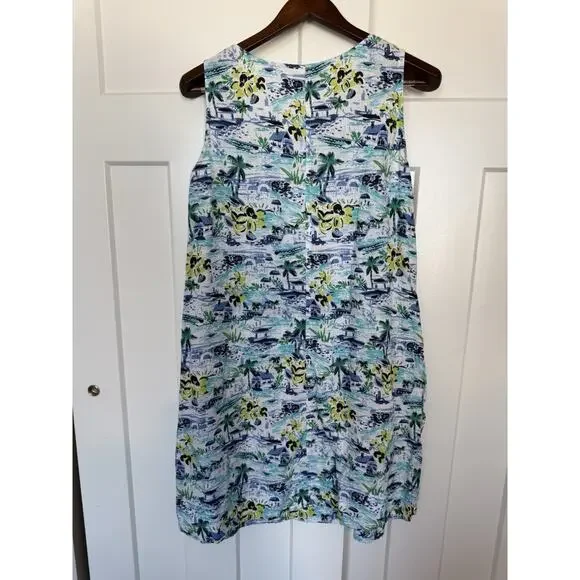 J.Jill Shift Dress 100% Linen Large Petite Sleeveless Beach Resort Coastal - Picture 4 of 9